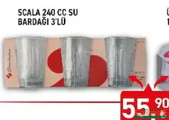 PAŞABAHÇE SCALA 240 CC SU BARDAĞI 3'LÜ fiyat ve kampanya bilgisi